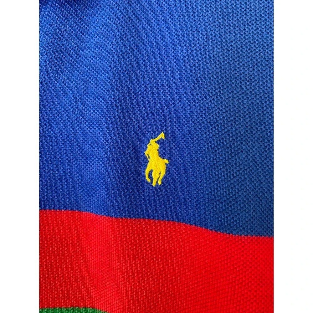Polo Ralph Lauren Boys‎ Blue Striped Colorblock Polo Shirt Size 6 Short Sleeve